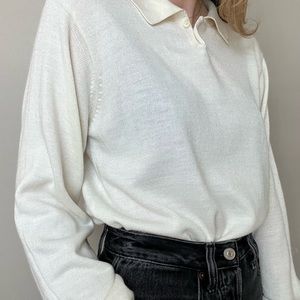 Collared White Sweater
